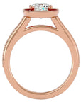 Inel de Logodnă Retro Halo Pavé cu Diamante Create în Laborator de 1.50 ct din 18k Aur Roz - Castelo.ro