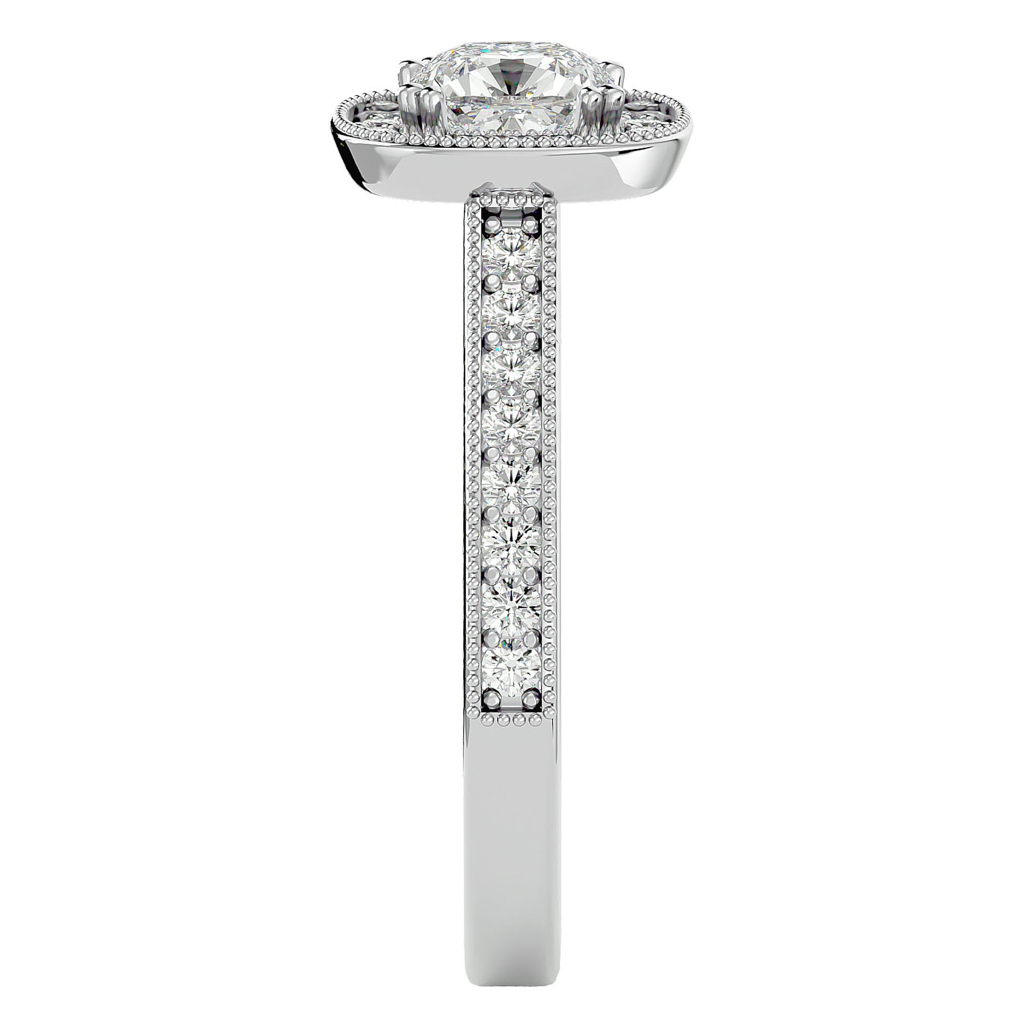 Inel de Logodnă Retro Halo Pavé cu Moissanite de 1.50 ct din Platina - Castelo.ro