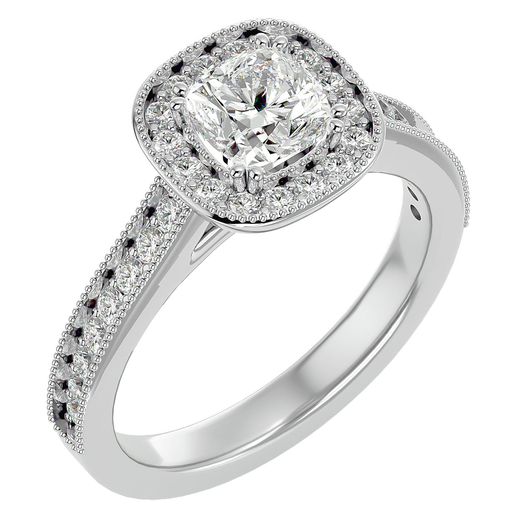 Inel de Logodnă Retro Halo Pavé cu Moissanite de 1.50 ct din Platina - Castelo.ro