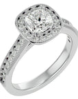 Inel de Logodnă Retro Halo Pavé cu Moissanite de 1.50 ct din Platina - Castelo.ro