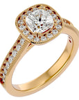 Inel de Logodnă Retro Halo Pavé cu Diamante Create în Laborator de 1.50 ct din 18k Aur Galben - Castelo.ro