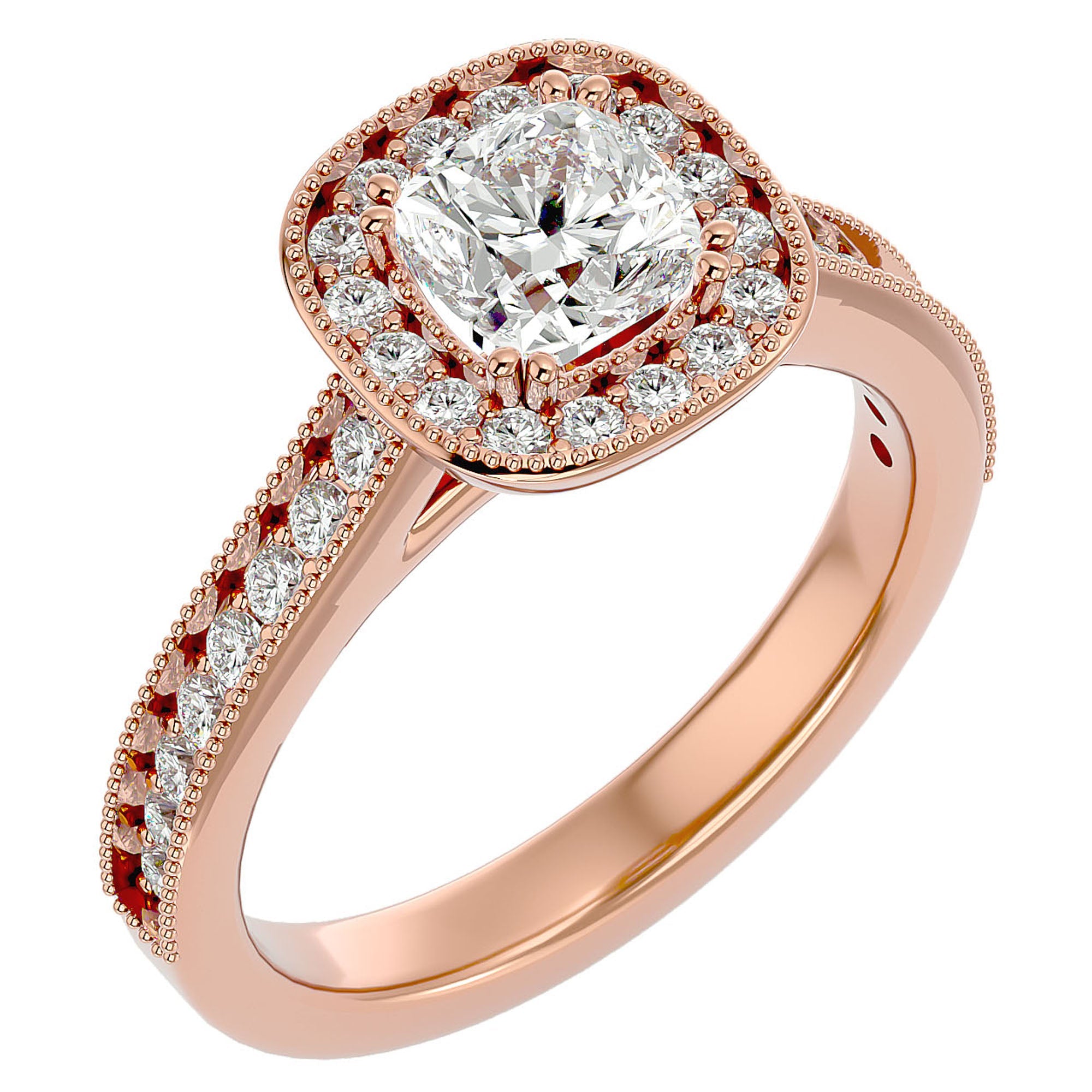 Inel de Logodnă Retro Halo Pavé cu Moissanite de 1.50 ct din 18k Aur Roz - Castelo.ro