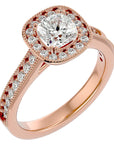 Inel de Logodnă Retro Halo Pavé cu Diamante Create în Laborator de 1.50 ct din 18k Aur Roz - Castelo.ro