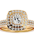 Inel de Logodnă Halo Pavé cu Moissanite de 1.33 ct din 18k Aur Galben - Castelo.ro