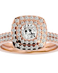 Inel de Logodnă Halo Pavé din Aur 14k cu Diamante Create în Laborator de 1.33 ct din 14k Aur Roz - Castelo.ro