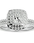 Inel de Logodnă Halo Pavé din Aur 14k cu Moissanite de 1.33 ct din 14k Aur Alb - Castelo.ro