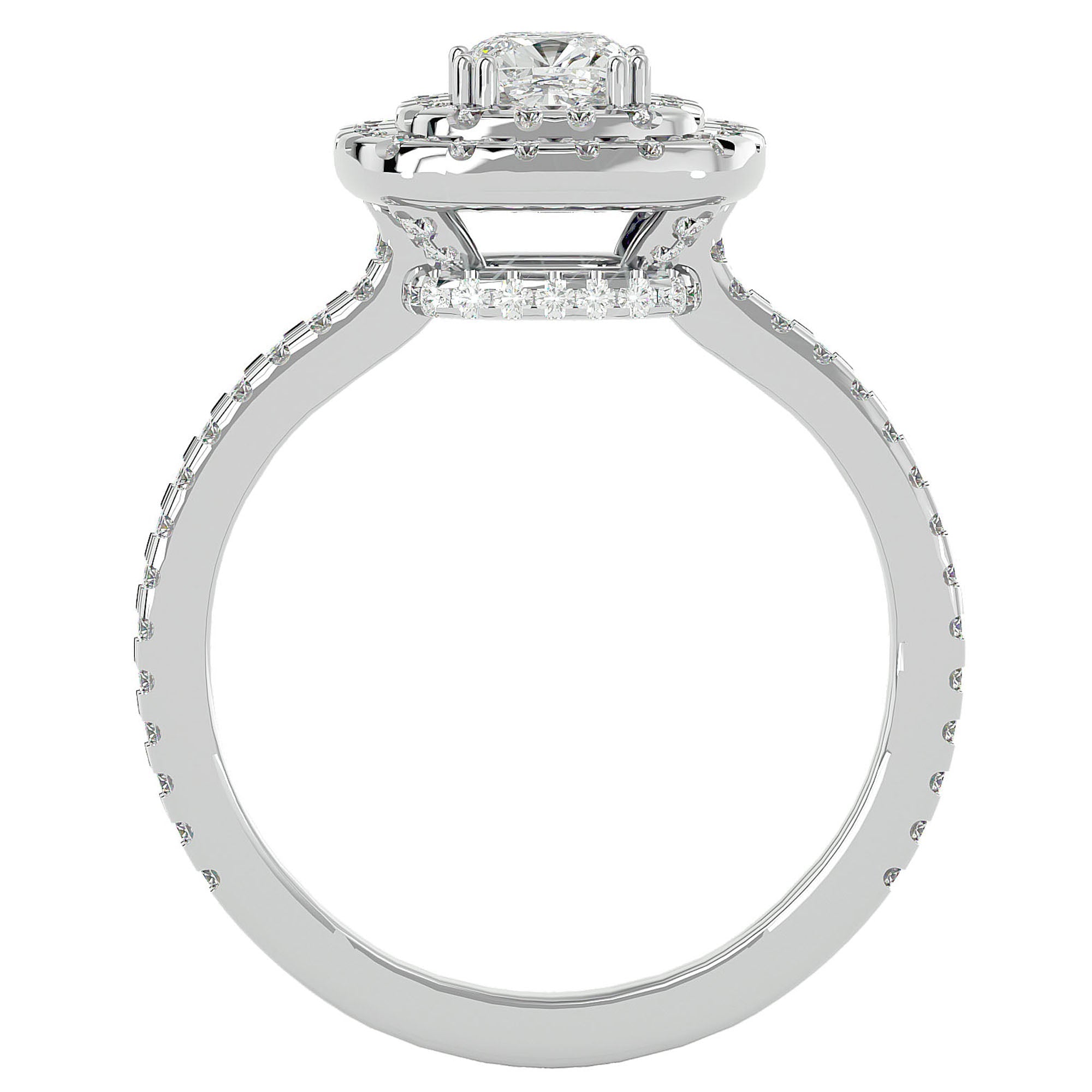 Inel de Logodnă Halo Pavé cu Diamante Create în Laborator de 1.33 ct din Platina - Castelo.ro
