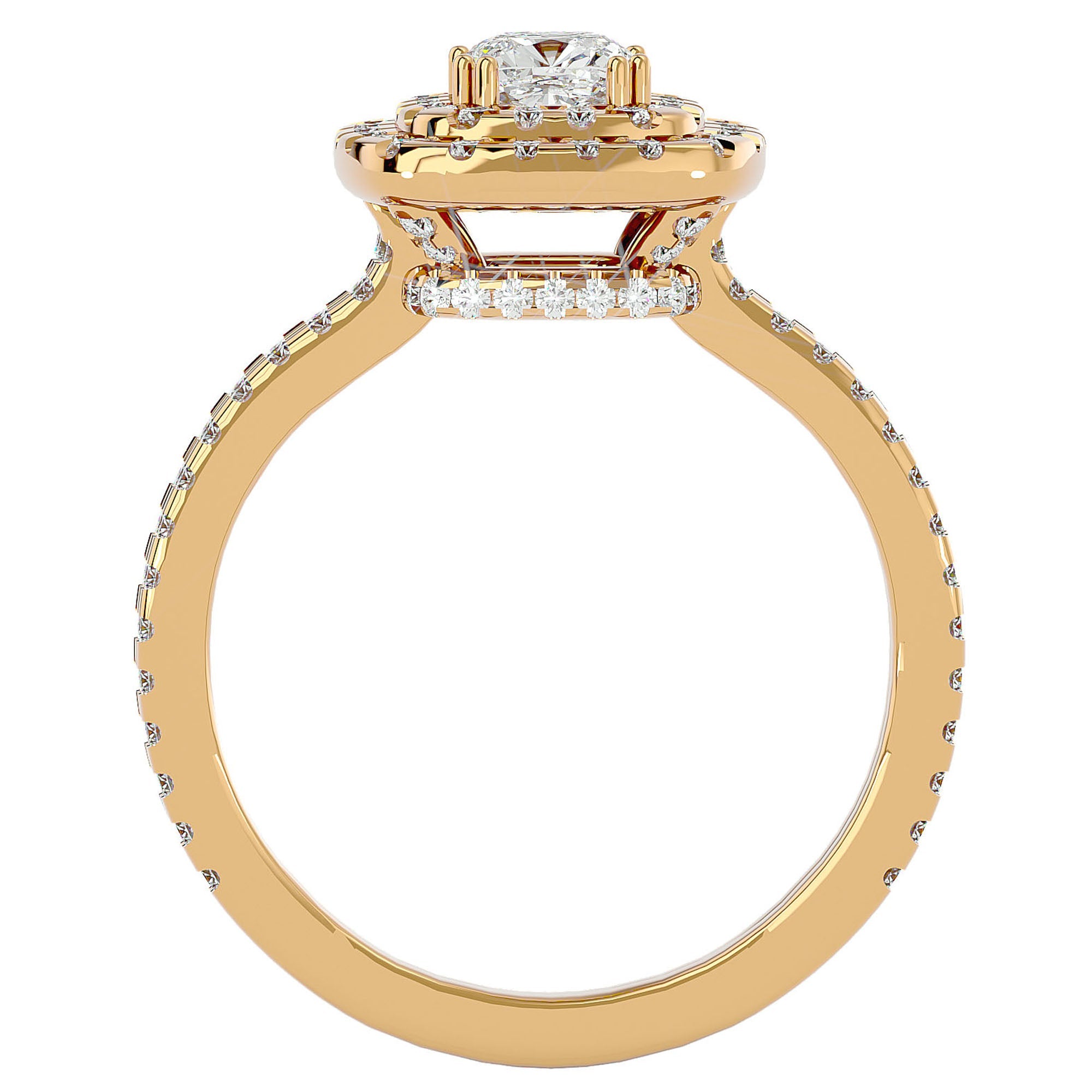 Inel de Logodnă Halo Pavé cu Diamante Create în Laborator de 1.33 ct din 18k Aur Galben - Castelo.ro