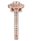 Inel de Logodnă Halo Pavé din Aur 14k cu Diamante Naturale de 1.33 ct din 14k Aur Roz - Castelo.ro
