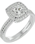 Inel de Logodnă Halo Pavé din Aur 14k cu Diamante Create în Laborator de 1.33 ct din 14k Aur Alb - Castelo.ro