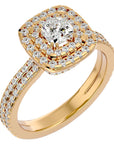 Inel de Logodnă Halo Pavé cu Moissanite de 1.33 ct din 18k Aur Galben - Castelo.ro