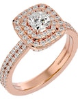 Inel de Logodnă Halo Pavé cu Moissanite de 1.33 ct din 18k Aur Roz - Castelo.ro