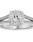 Inel de Logodnă Duo Halo Pavé cu Diamante Naturale de 1.01 ct din Platina - Castelo.ro