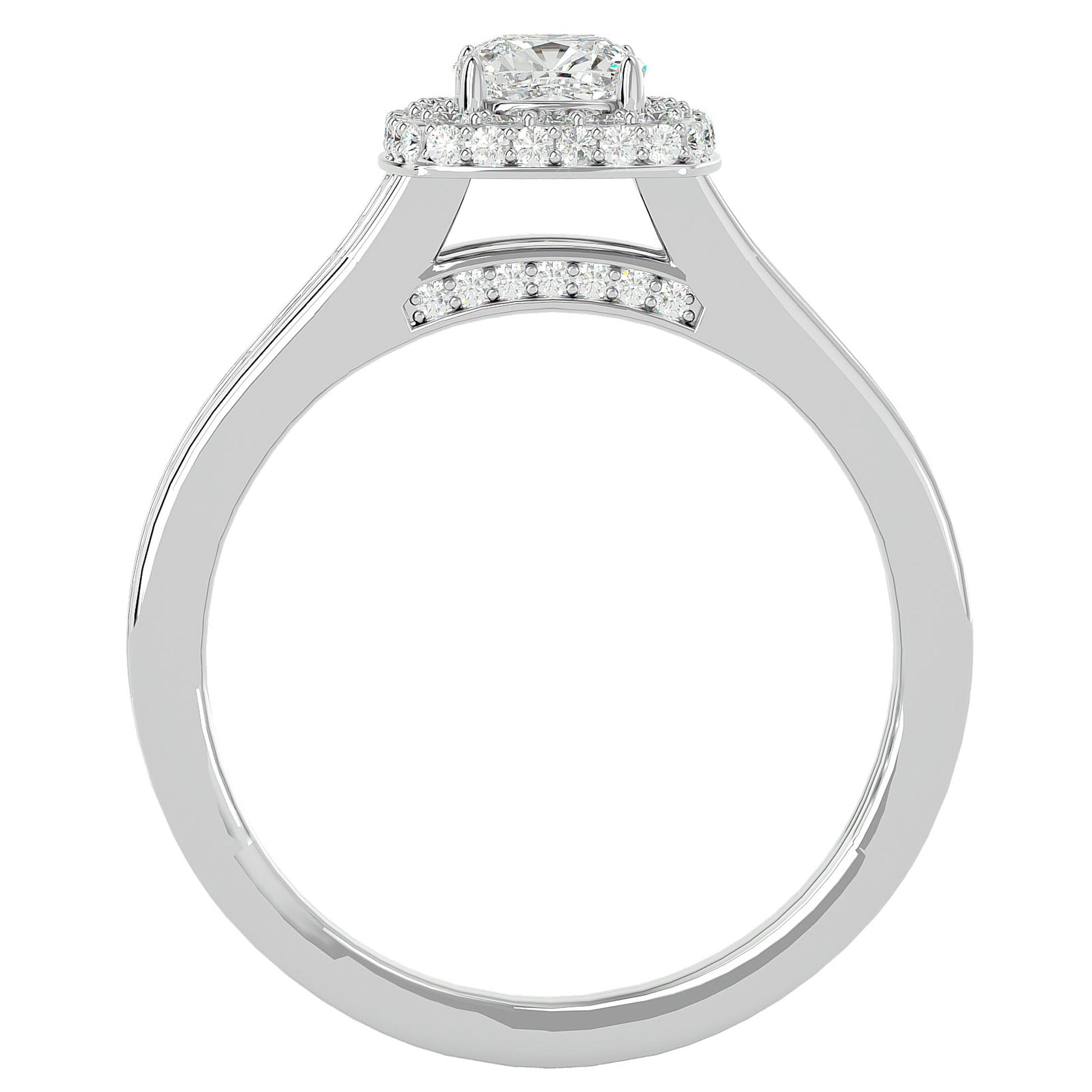 Inel de Logodnă Duo Halo Pavé cu Diamante Naturale de 1.01 ct din Platina - Castelo.ro
