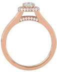 Inel de Logodnă Duo Halo Pavé din Aur 14k cu Diamante Naturale de 1.01 ct din 14k Aur Roz - Castelo.ro