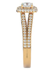 Inel de Logodnă Duo Halo Pavé din Aur 14k cu Diamante Naturale de 1.01 ct din 14k Aur Galben - Castelo.ro