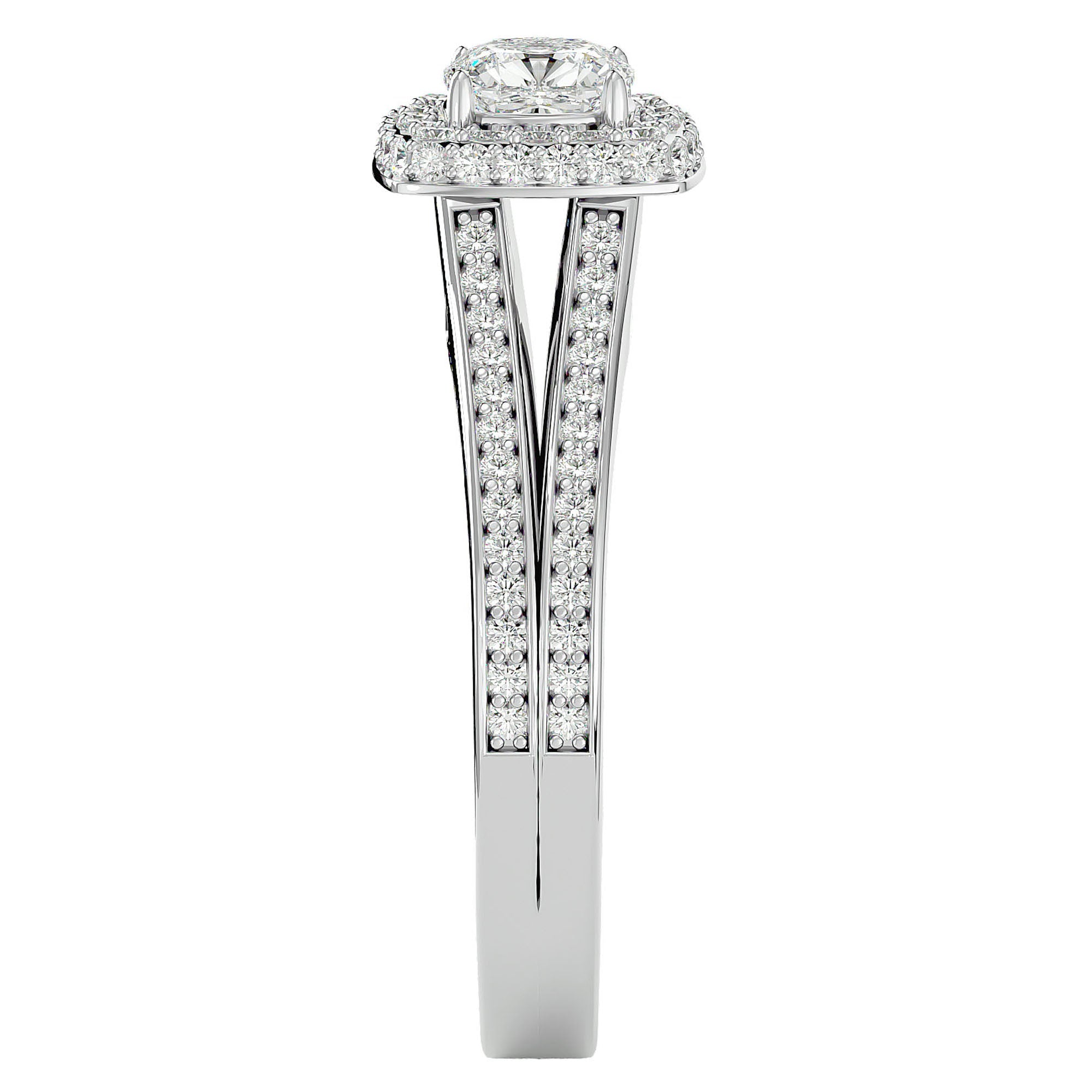 Inel de Logodnă Duo Halo Pavé cu Diamante Naturale de 1.01 ct din Platina - Castelo.ro