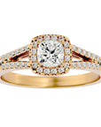 Inel de Logodnă Princess Pavé din Aur 14k cu Moissanite de 0.98 ct din 14k Aur Galben - Castelo.ro