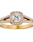 Inel de Logodnă Princess Pavé din Aur 14k cu Diamante Create în Laborator de 0.98 ct din 14k Aur Galben - Castelo.ro