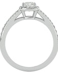 Inel de Logodnă Princess Pavé din Aur 14k cu Diamante Create în Laborator de 0.98 ct din 14k Aur Alb - Castelo.ro