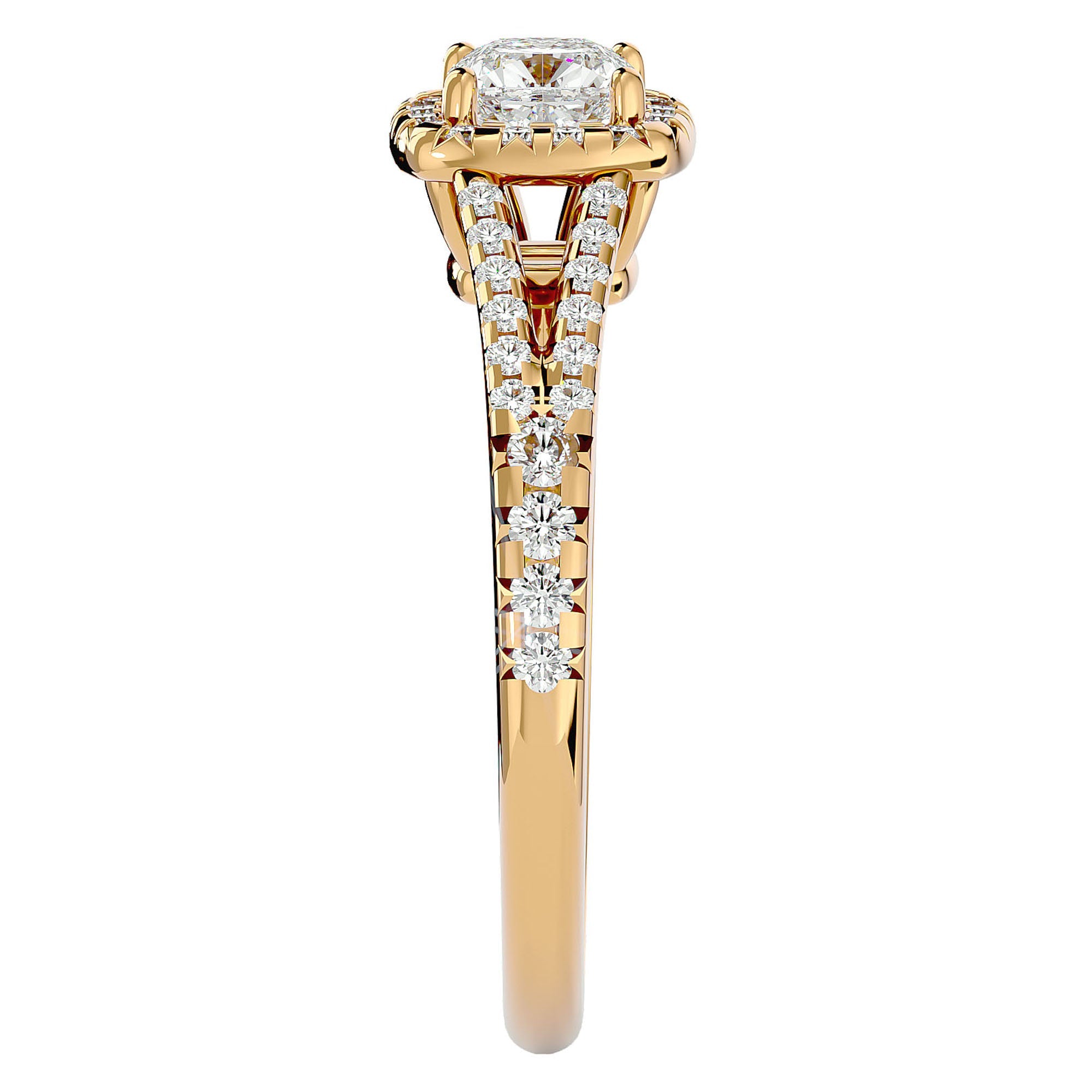 Inel de Logodnă Princess Pavé din Aur 14k cu Diamante Create în Laborator de 0.98 ct din 14k Aur Galben - Castelo.ro