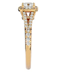 Inel de Logodnă Princess Pavé din Aur 14k cu Moissanite de 0.98 ct din 14k Aur Galben - Castelo.ro