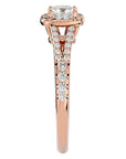 Inel de Logodnă Princess Pavé din Aur 14k cu Diamante Create în Laborator de 0.98 ct din 14k Aur Roz - Castelo.ro