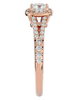 Inel de Logodnă Princess Pavé din Aur 14k cu Moissanite de 0.98 ct din 14k Aur Roz - Castelo.ro