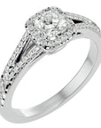 Inel de Logodnă Princess Pavé din Aur 14k cu Diamante Create în Laborator de 0.98 ct din 14k Aur Alb - Castelo.ro