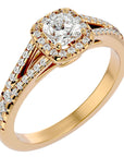 Inel de Logodnă Princess Pavé din Aur 14k cu Moissanite de 0.98 ct din 14k Aur Galben - Castelo.ro