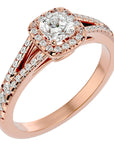 Inel de Logodnă Princess Pavé din Aur 14k cu Moissanite de 0.98 ct din 14k Aur Roz - Castelo.ro