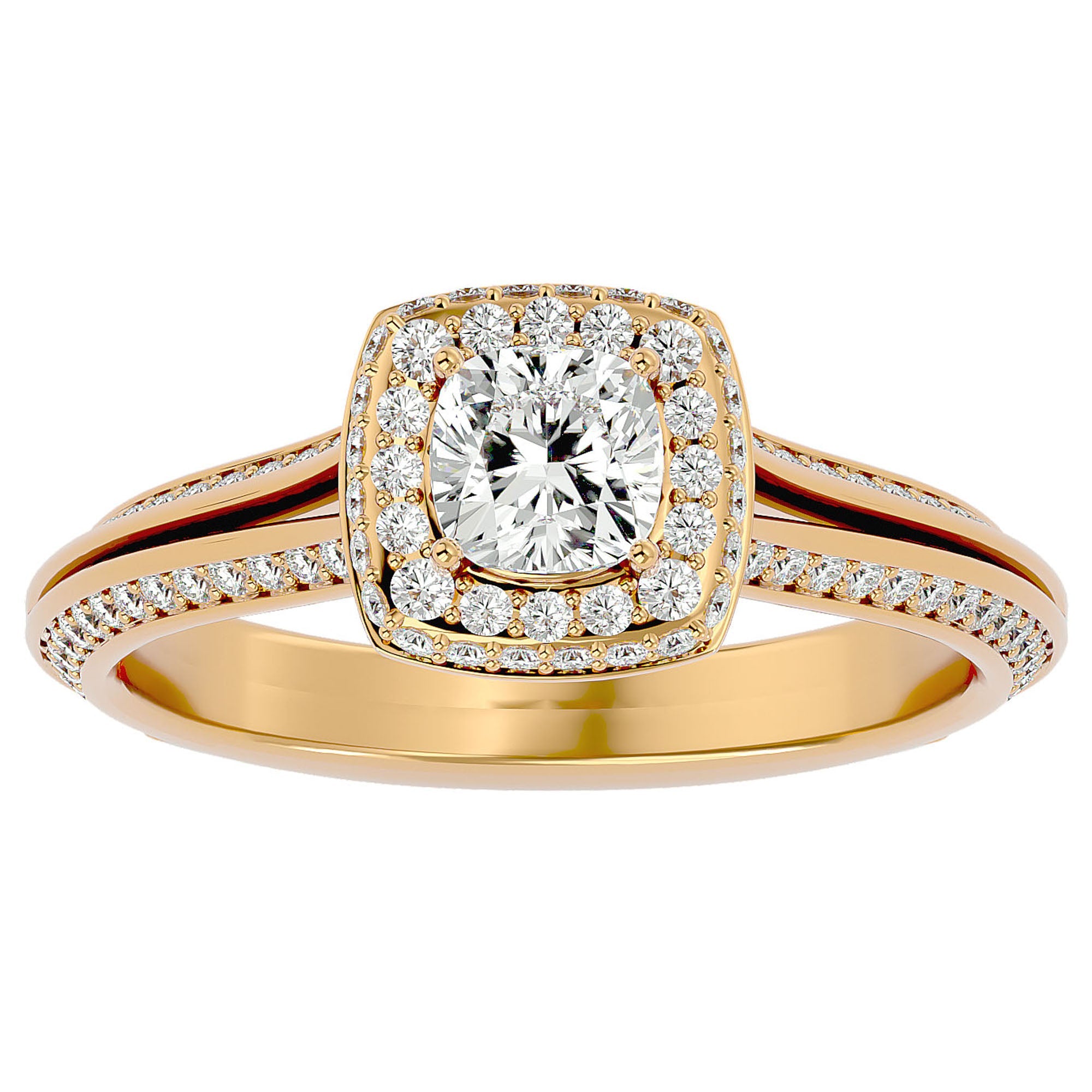 Inel de Logodnă Amalfi Pavé cu Moissanite de 1.02 ct din 18k Aur Galben - Castelo.ro