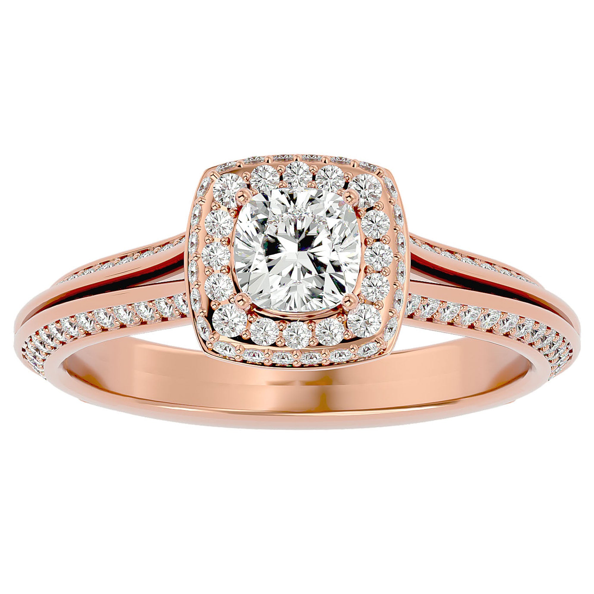 Inel de Logodnă Amalfi Pavé din Aur 14k cu Diamante Naturale de 1.02 ct din 14k Aur Roz - Castelo.ro