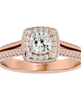 Inel de Logodnă Amalfi Pavé din Aur 14k cu Diamante Create în Laborator de 1.02 ct din 14k Aur Roz - Castelo.ro