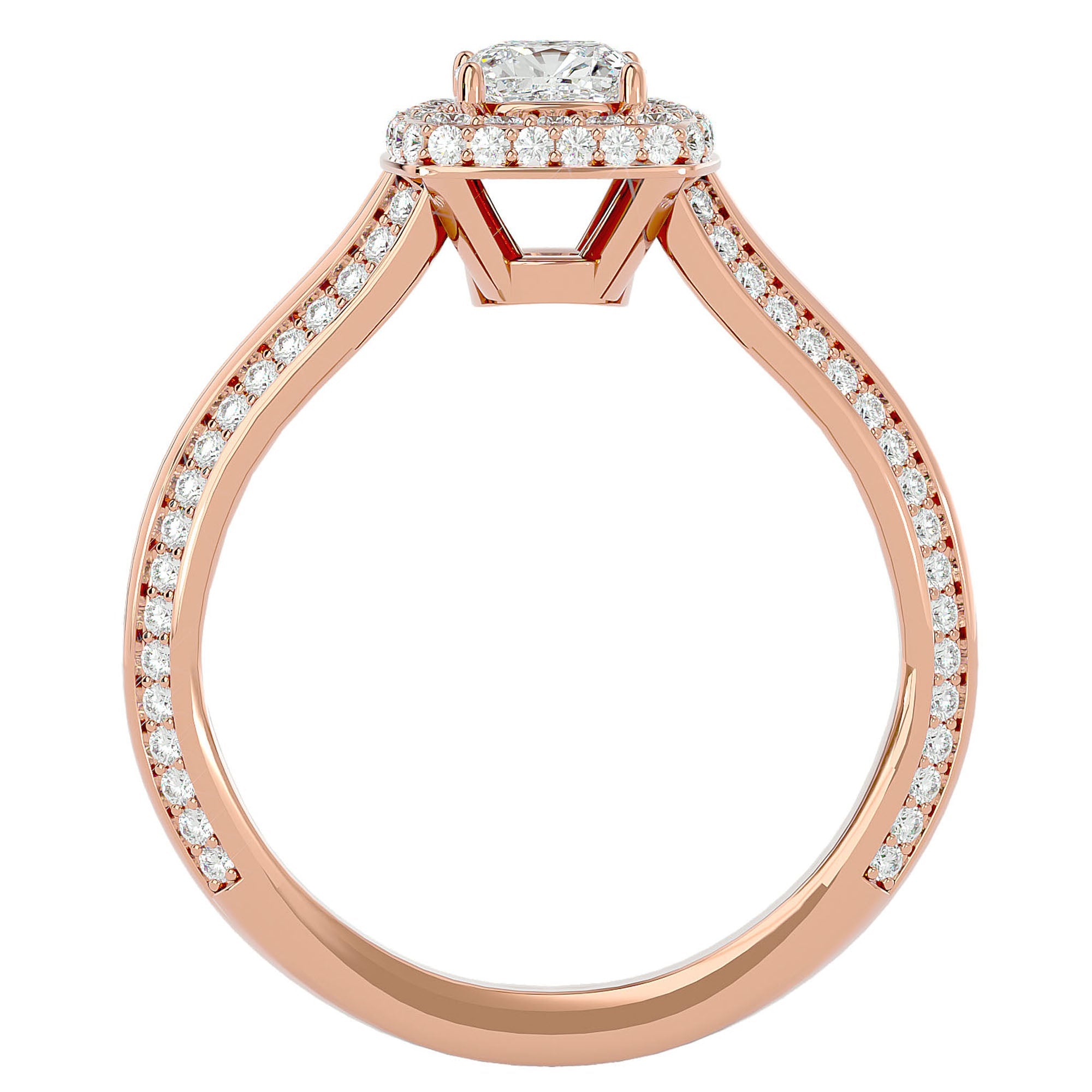 Inel de Logodnă Amalfi Pavé cu Moissanite de 1.02 ct din 18k Aur Roz - Castelo.ro