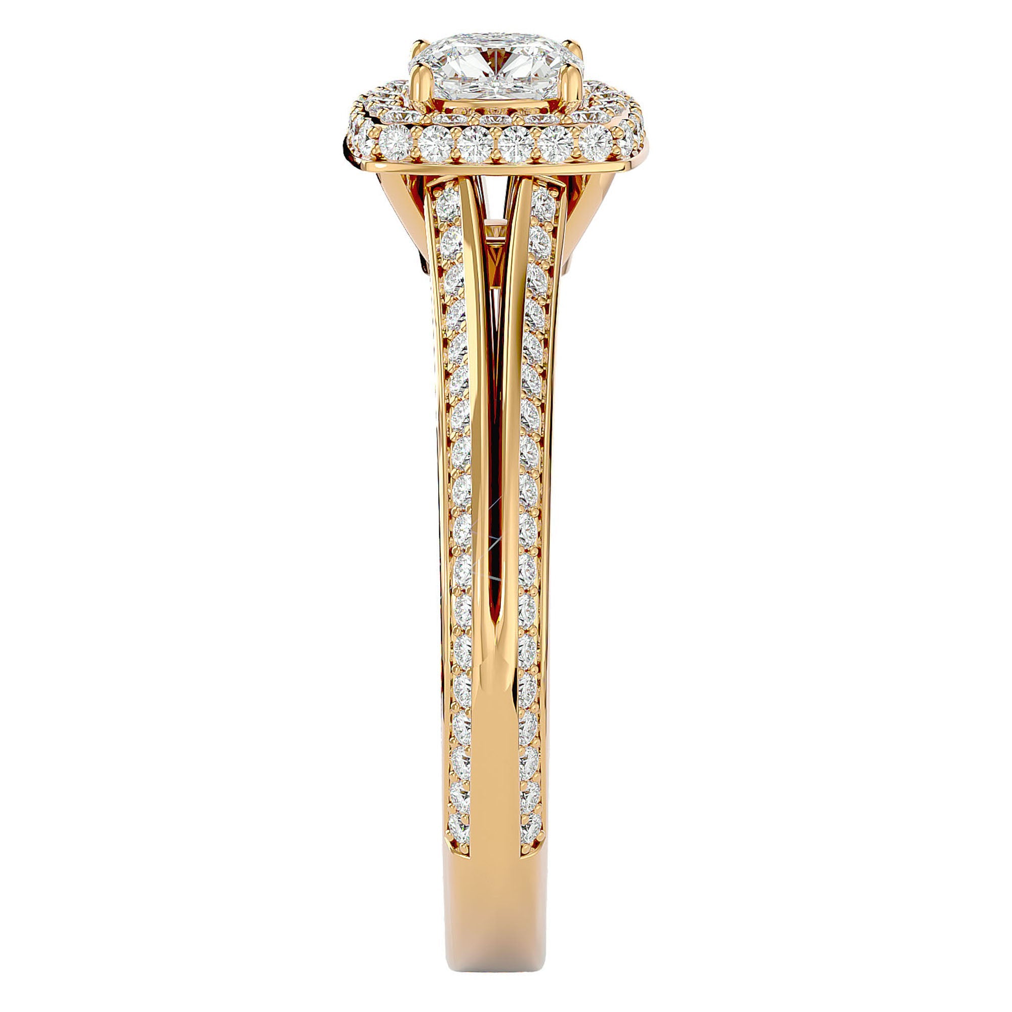 Inel de Logodnă Amalfi Pavé din Aur 14k cu Diamante Naturale de 1.02 ct din 14k Aur Galben - Castelo.ro