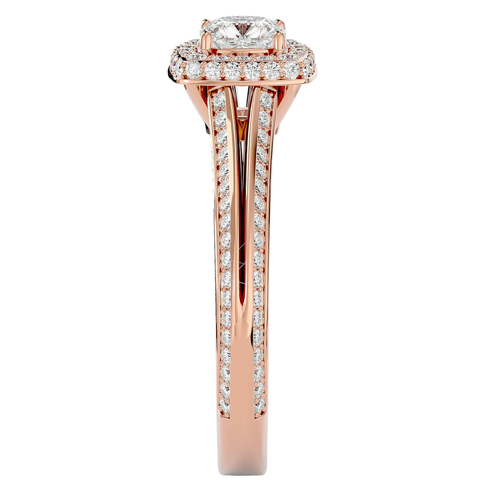 Inel de Logodnă Amalfi Pavé cu Moissanite de 1.02 ct din 18k Aur Roz - Castelo.ro