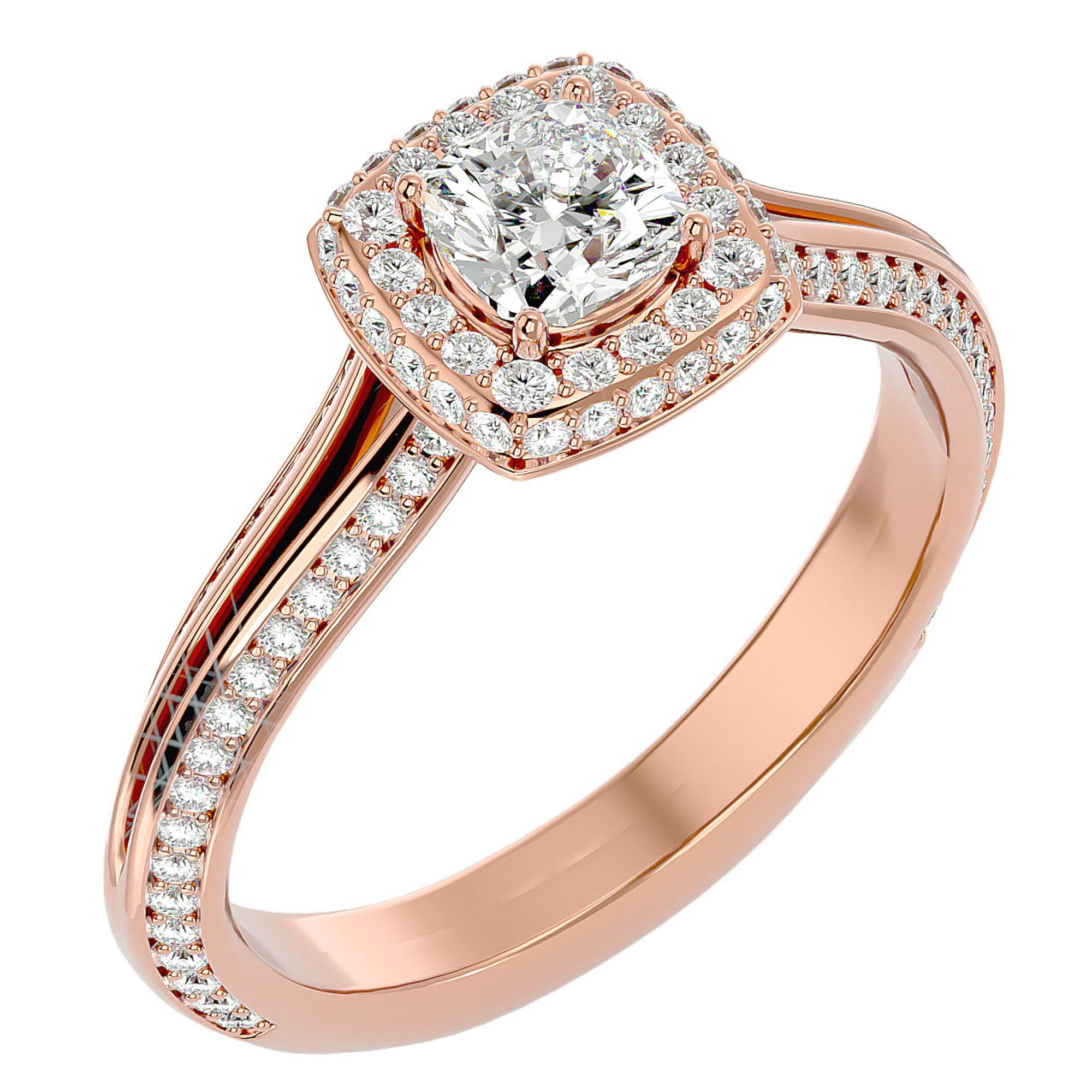 Inel de Logodnă Amalfi Pavé din Aur 14k cu Diamante Create în Laborator de 1.02 ct din 14k Aur Roz - Castelo.ro
