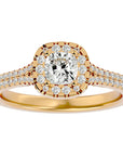 Inel de Logodnă Santorini Pavé din Aur 14k cu Diamante Naturale de 0.98 ct din 14k Aur Galben - Castelo.ro