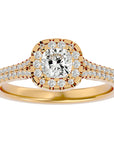 Inel de Logodnă Santorini Pavé din Aur 14k cu Diamante Create în Laborator de 0.98 ct din 14k Aur Galben - Castelo.ro