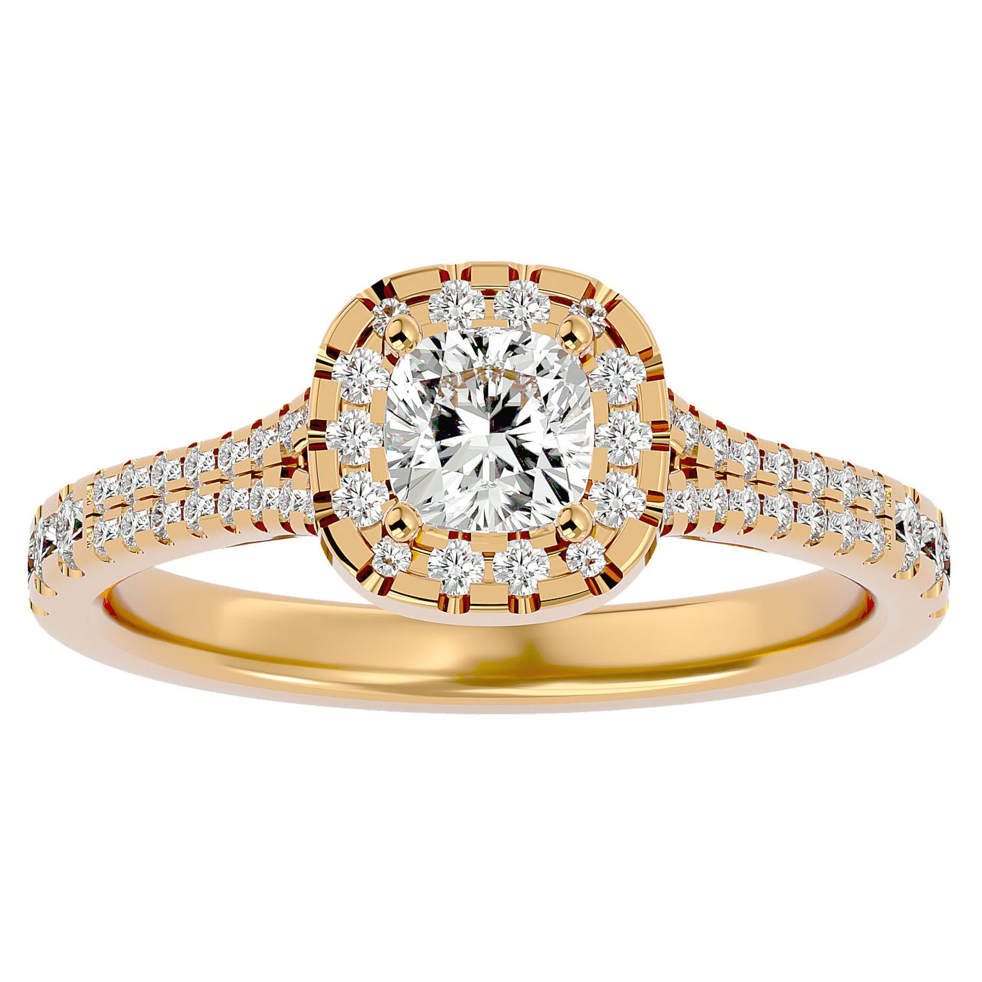 Inel de Logodnă Santorini Pavé din Aur 14k cu Moissanite de 0.98 ct din 14k Aur Galben - Castelo.ro