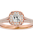 Inel de Logodnă Santorini Pavé din Aur 14k cu Diamante Create în Laborator de 0.98 ct din 14k Aur Roz - Castelo.ro