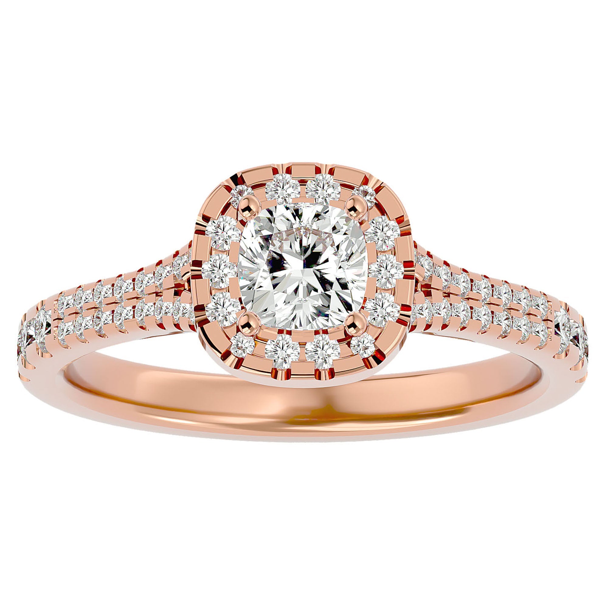 Inel de Logodnă Santorini Pavé din Aur 14k cu Moissanite de 0.98 ct din 14k Aur Roz - Castelo.ro