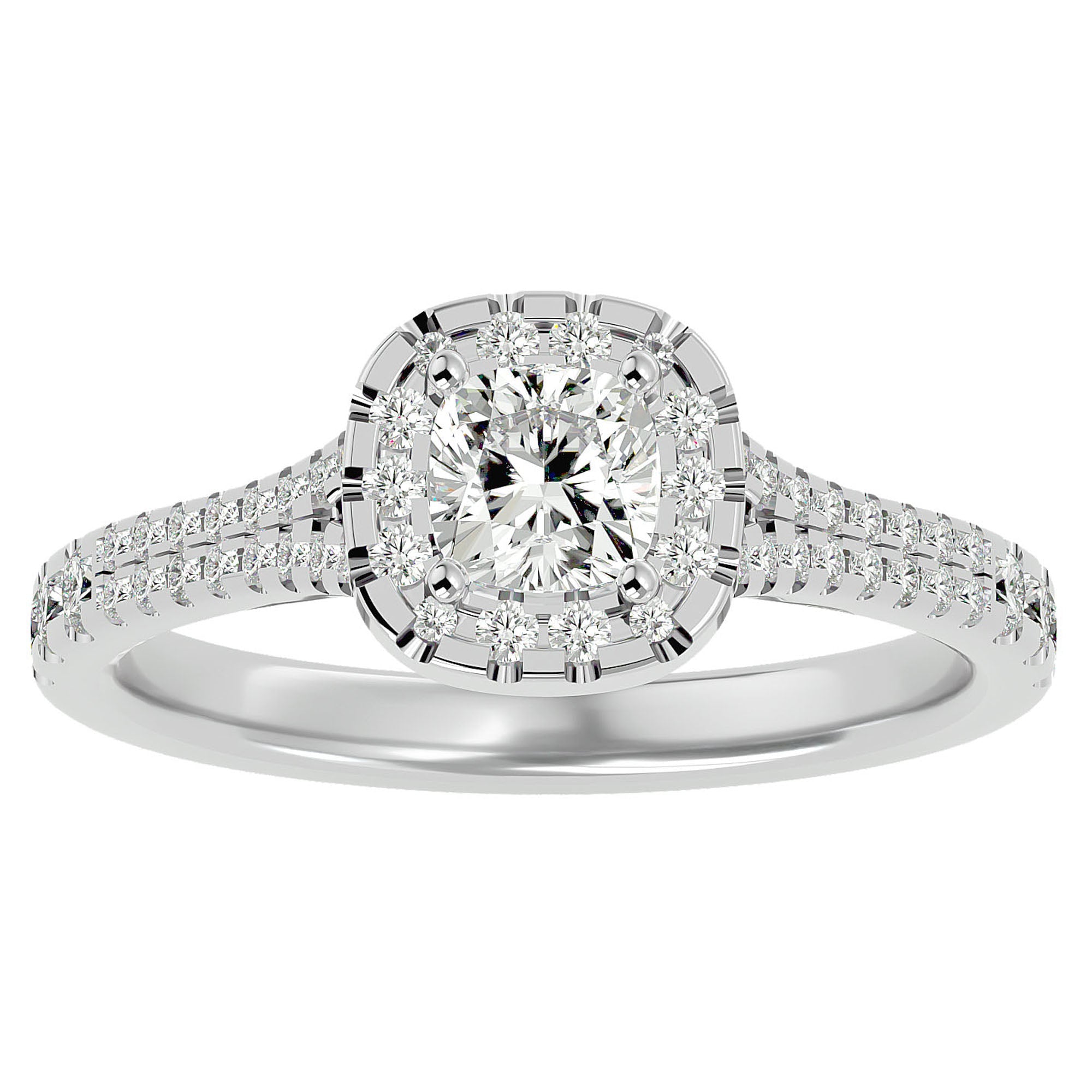 Inel de Logodnă Santorini Pavé din Aur 14k cu Diamante Naturale de 0.98 ct din 14k Aur Alb - Castelo.ro