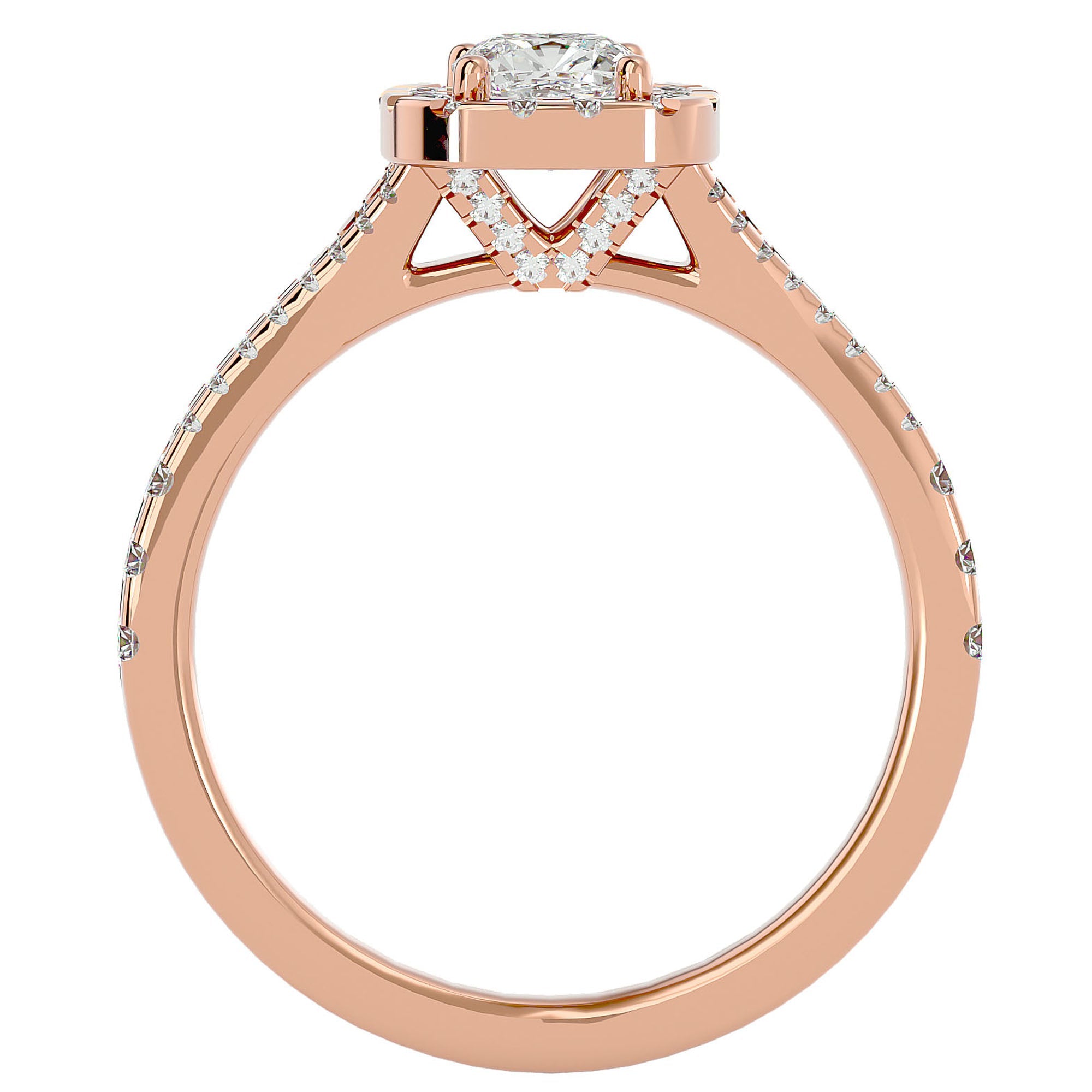 Inel de Logodnă Santorini Pavé din Aur 14k cu Diamante Naturale de 0.98 ct din 14k Aur Roz - Castelo.ro