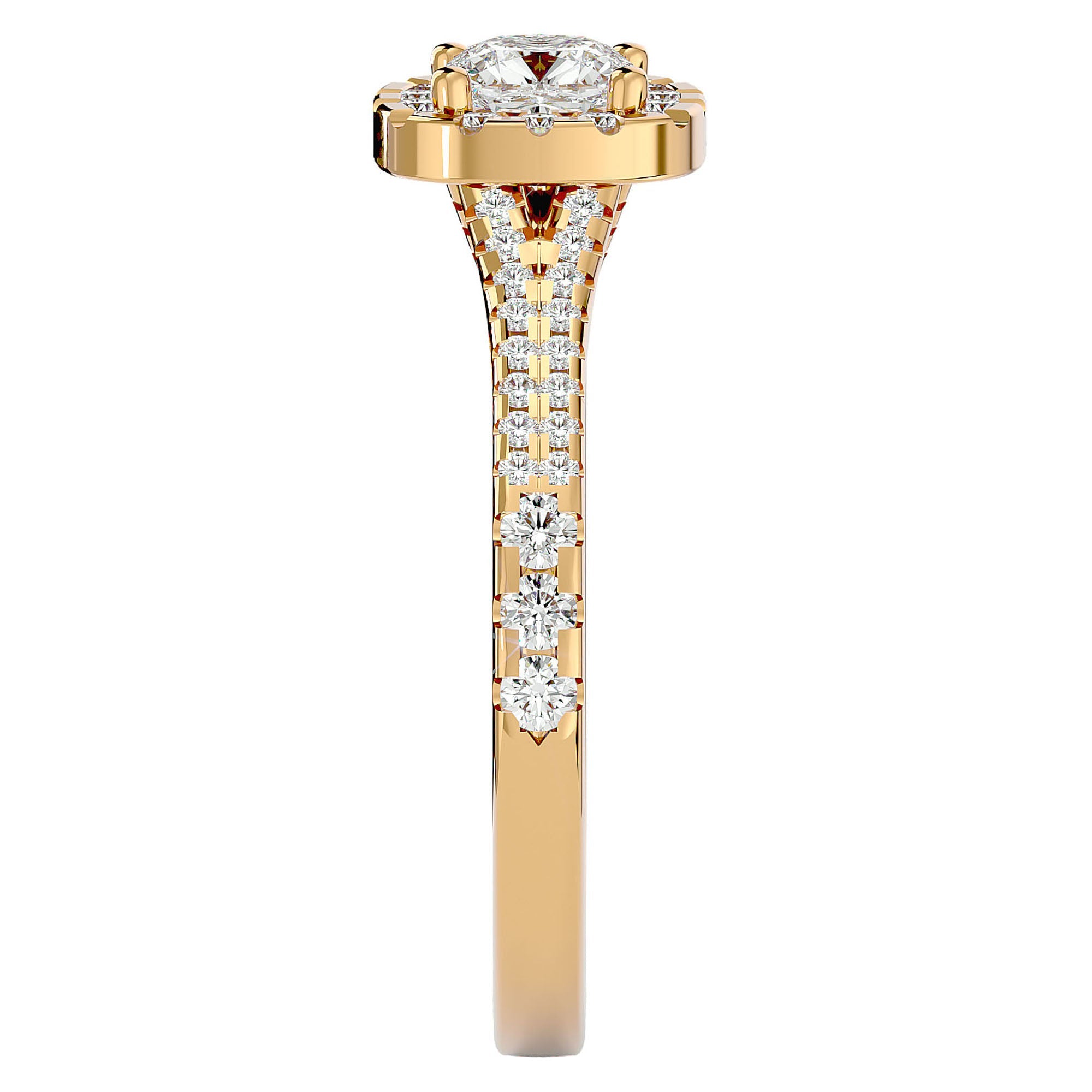 Inel de Logodnă Santorini Pavé din Aur 14k cu Diamante Create în Laborator de 0.98 ct din 14k Aur Galben - Castelo.ro