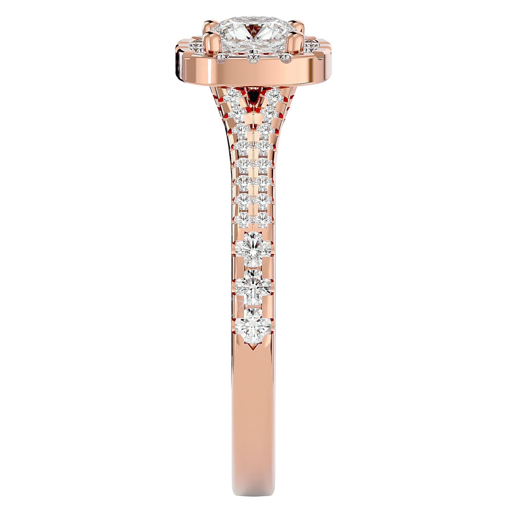 Inel de Logodnă Santorini Pavé din Aur 14k cu Diamante Naturale de 0.98 ct din 14k Aur Roz - Castelo.ro
