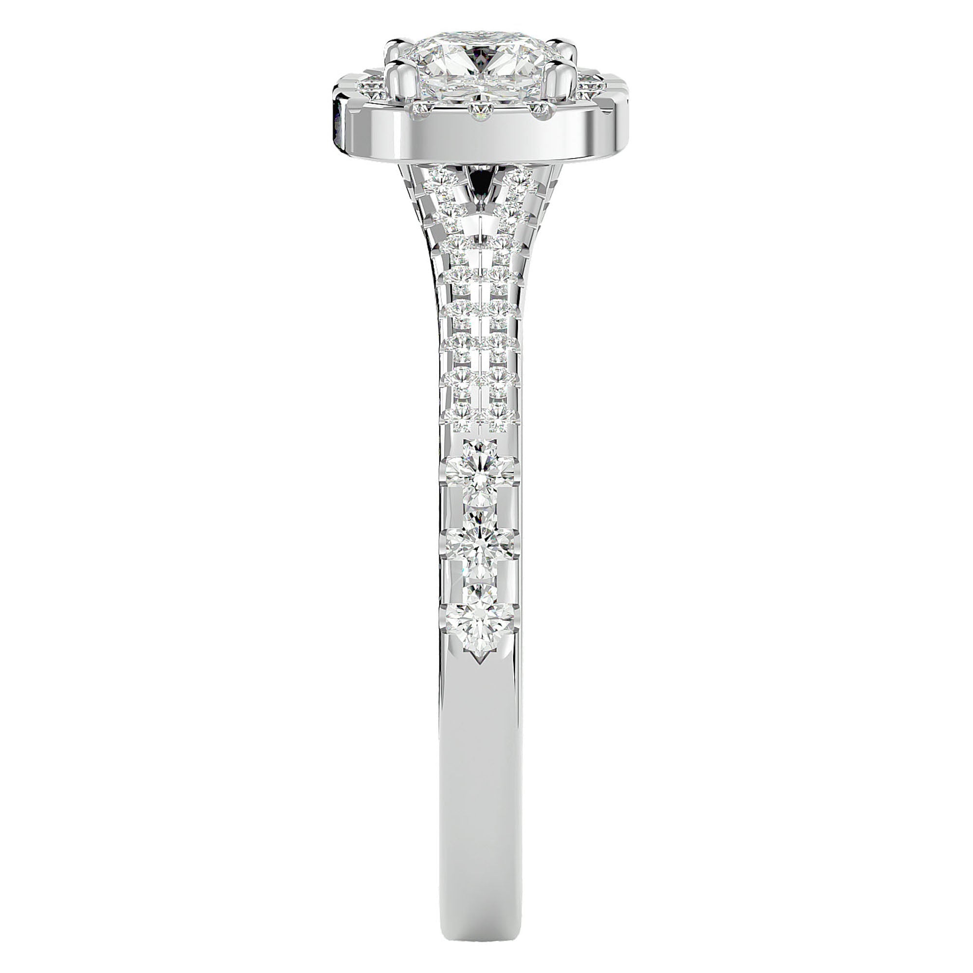 Inel de Logodnă Santorini Pavé din Aur 14k cu Diamante Naturale de 0.98 ct din 14k Aur Alb - Castelo.ro