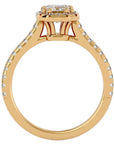 Inel Tăietură Smarald si Cadru Halo cu Moissanite de 1.48 ct din 18k Aur Galben - Castelo.ro