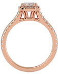 Inel Tăietură Smarald si Cadru Halo cu Moissanite de 1.48 ct din 18k Aur Roz - Castelo.ro